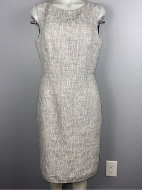 Kate Spade Sheath Dress Women’s 12 White/Black Textured Sleeveless Career *READ